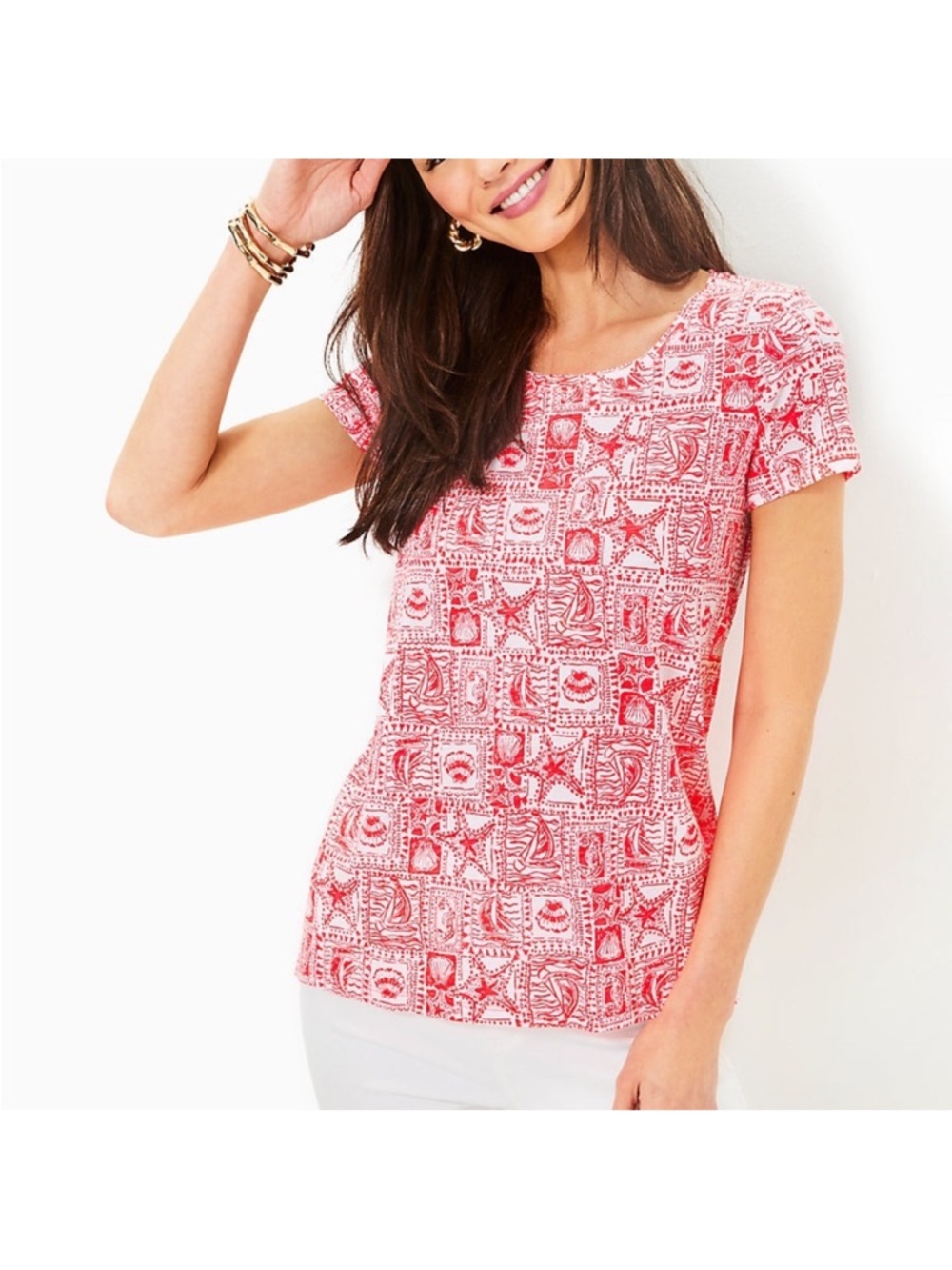 Lilly Pulitzer Pink & White Short Sleeve Printed Tee